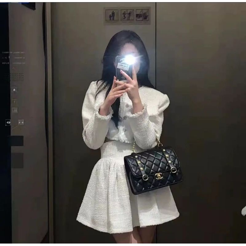 Bộ áo váy cạp cao thời trang mùa xuân 2022 phong cách ngọt ngào cho nữ