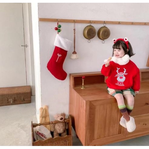 Áo nỉ cho bé mặc tết và lễ hội giáng sinh noel QATE850 - Áo trẻ em màu đỏ mặc lễ hội