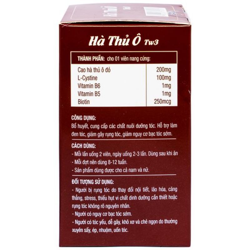 Combo HÀ THỦ Ô TW3 - Liệu trình 8 hộp 60 Viên - Hết lo bạc tóc, rụng tóc, giúp mọc tóc...