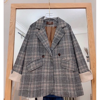 Áo dạ kẻ blazer