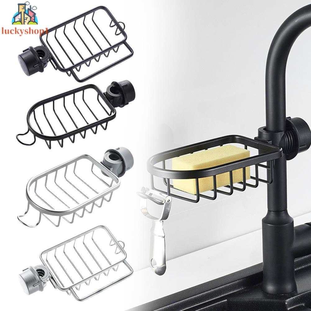 Chảo nhôm tiện lợi và Rag Rack Không gian nhôm thoát nước Rổ đựng vòi nhà bếp Không có đục lỗ Chậu rửa Giá đỡ bằng bọt biển Giá lưu trữ
