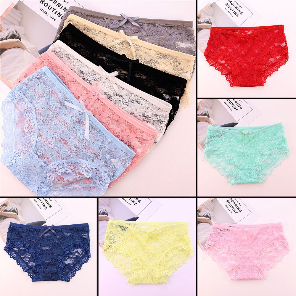 Quần Lót Cotton Lưng Thấp Phối Ren Hoa Xuyên Thấu Thoáng Khí Quyến Rũ Cho Nữ