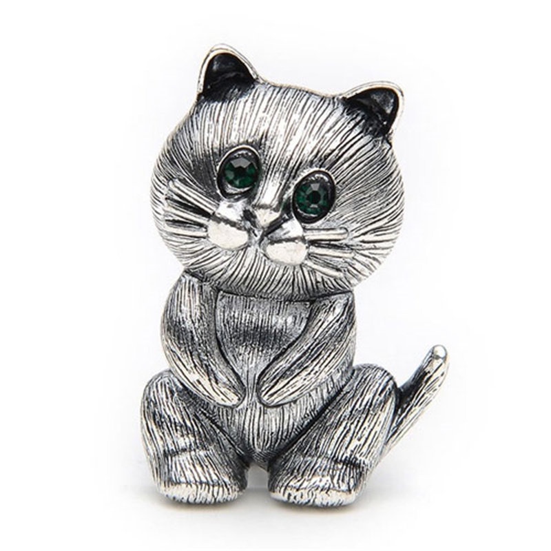 Ghim Cài Áo Hình Mèo Hoạt Hình Bằng Hợp Kim Chống Chói Phong Cách Retro Thời Trang