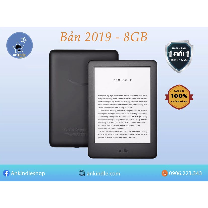 Máy đọc sách Kindle basic 10th (all-new-kindle)  màn hình cảm ứng điện dung E Ink Carta HD 6 inch
