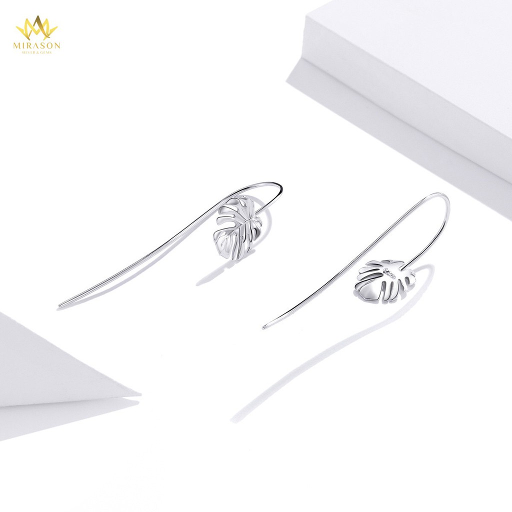 Khuyên Tai Bạc Nữ Lá Monstera May Mắn - Bông Tai Nữ Bạc 925 Cao Cấp