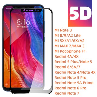 Kính Cường Lực 5d Bảo Vệ Màn Hình Cho Xiaomi Redmi 4a Note 4x 5 5x 5a 6 6a 6x Pro 7 8 A1 A2 Lite Max 2 3 Plus Pocophone F1