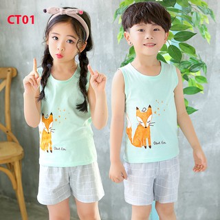 [100% Cotton] Set Bộ Quần Áo Ba Lỗ Trẻ Em Nam và Nữ