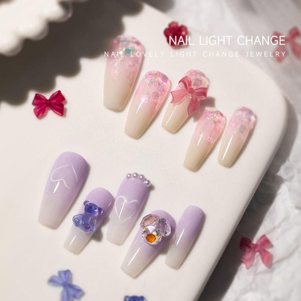 QQMALL Màu Sắc Phụ Kiện Trang Trí Móng Tay Hình Bướm Thay Đổi Màu Xinh Xắn