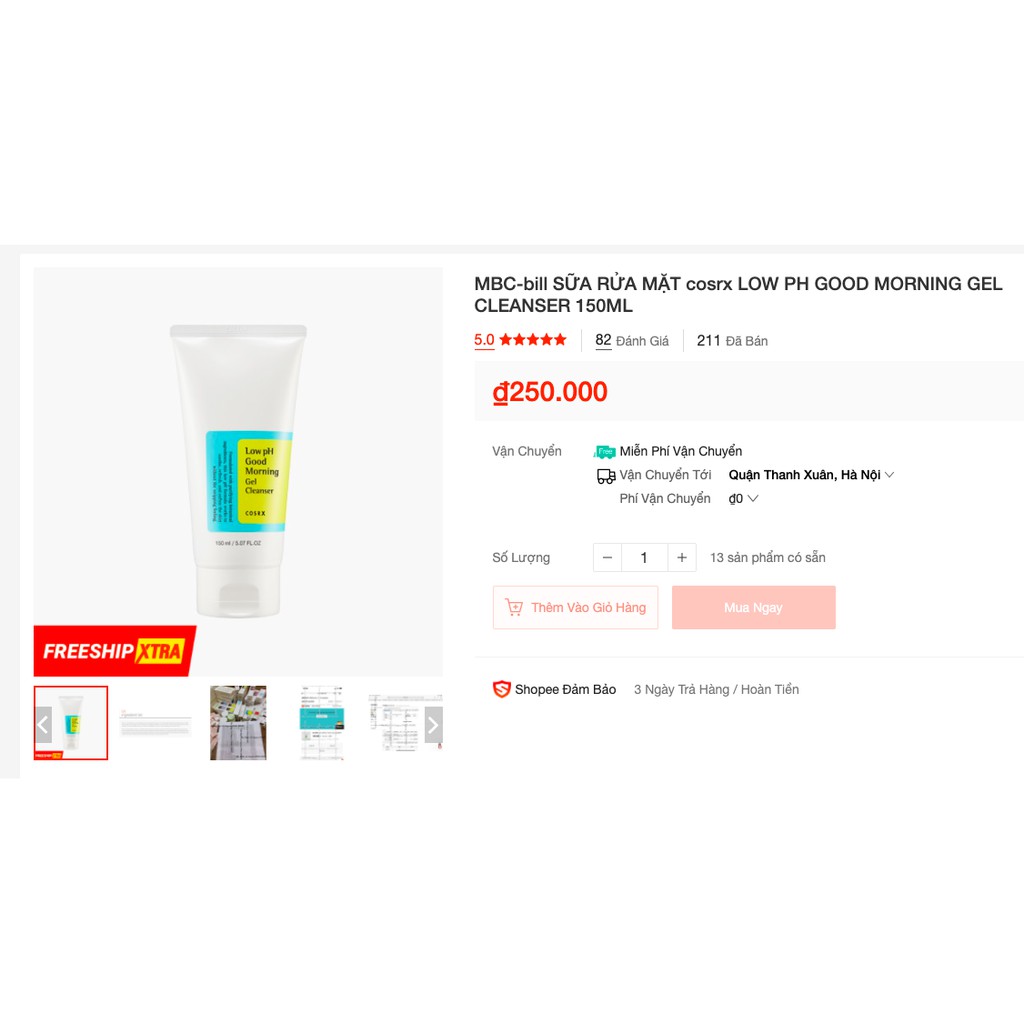 MBC SỮA RỬA MẶT cosrx LOW PH GOOD MORNING GEL CLEANSER 150ML | BigBuy360 - bigbuy360.vn