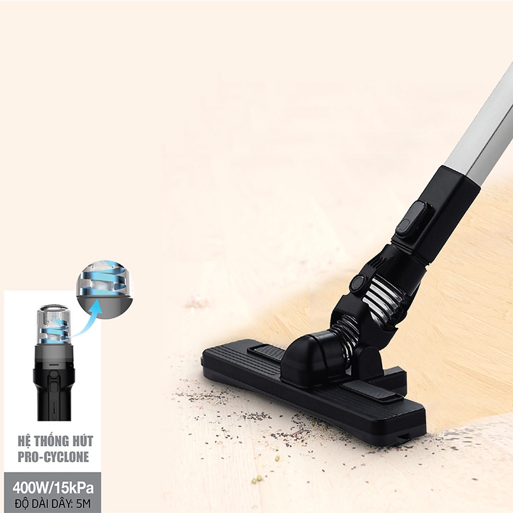 Máy hút bụi LocknLock Handy Vacuum Cleaner 400W 0.4L ENV336BLK - Hàng Chính Hãng - K-MALL