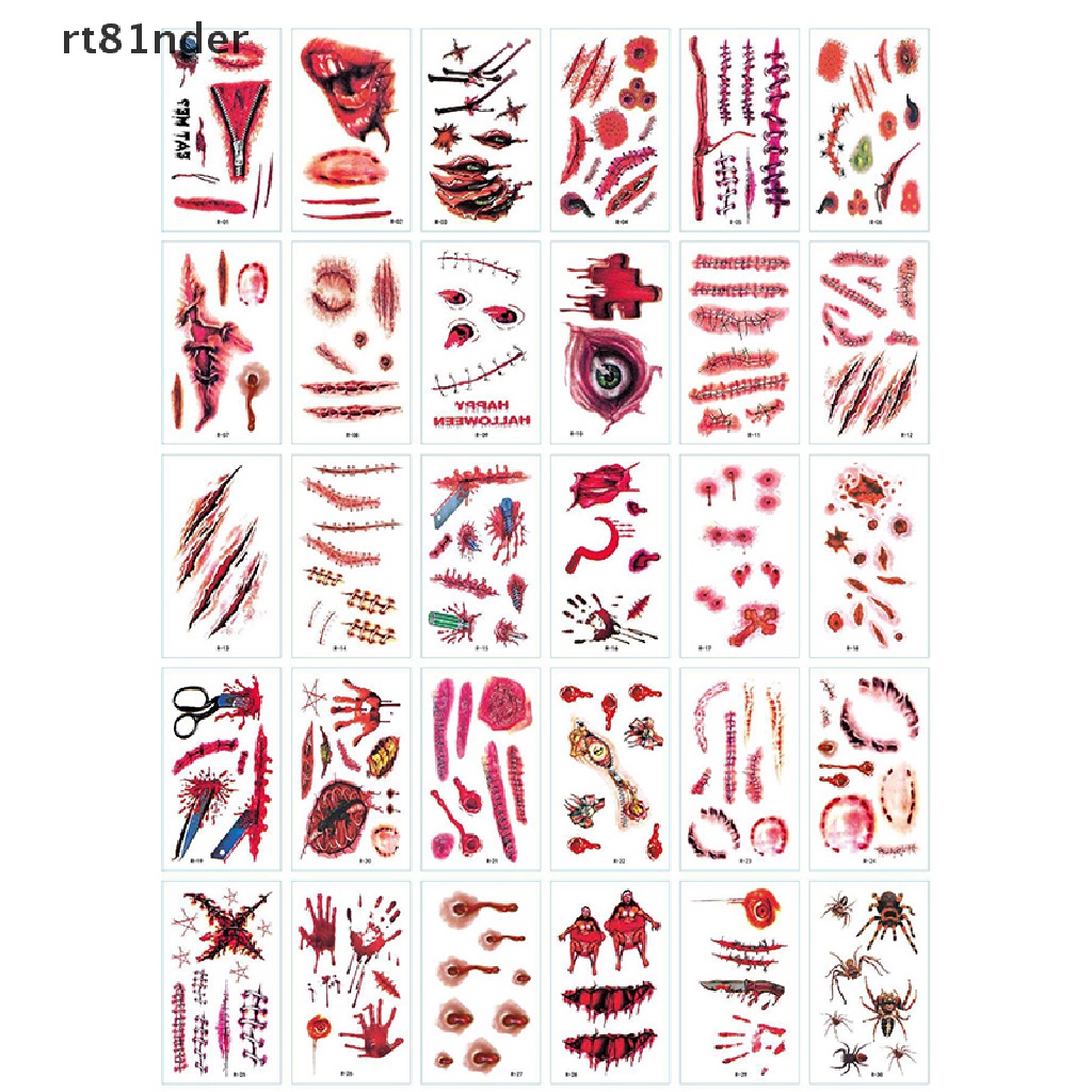 Bộ 30 Hình Xăm Dán Vết Thương Máu Chống Nước Phong Cách Halloween Độc Đáo