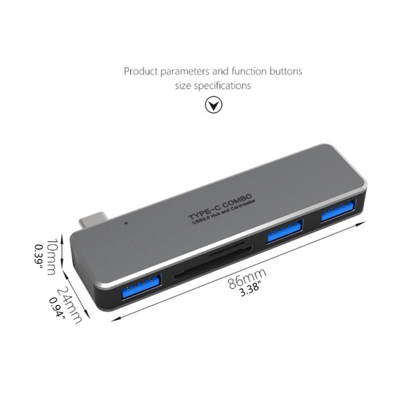 Bộ Chia Cổng USB Type C 5 Trong 1 Đọc Thẻ Nhớ SD TF