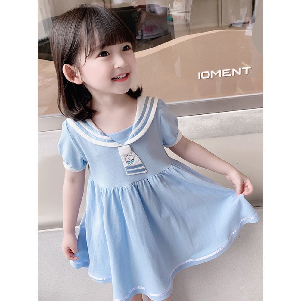 Đầm Cổ Thủy Thủ Thời Trang Mùa Hè Phong Cách Phương Tây Mùa Hè Hàng Mới Dành Cho Bé Gái 2023