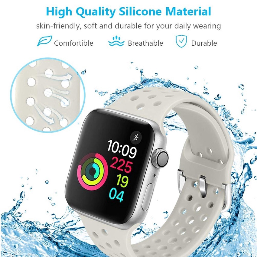 Dây Silicone Khóa Kim Loại Cho Đồng Hồ Apple 42mm / 38mm 3 2 1