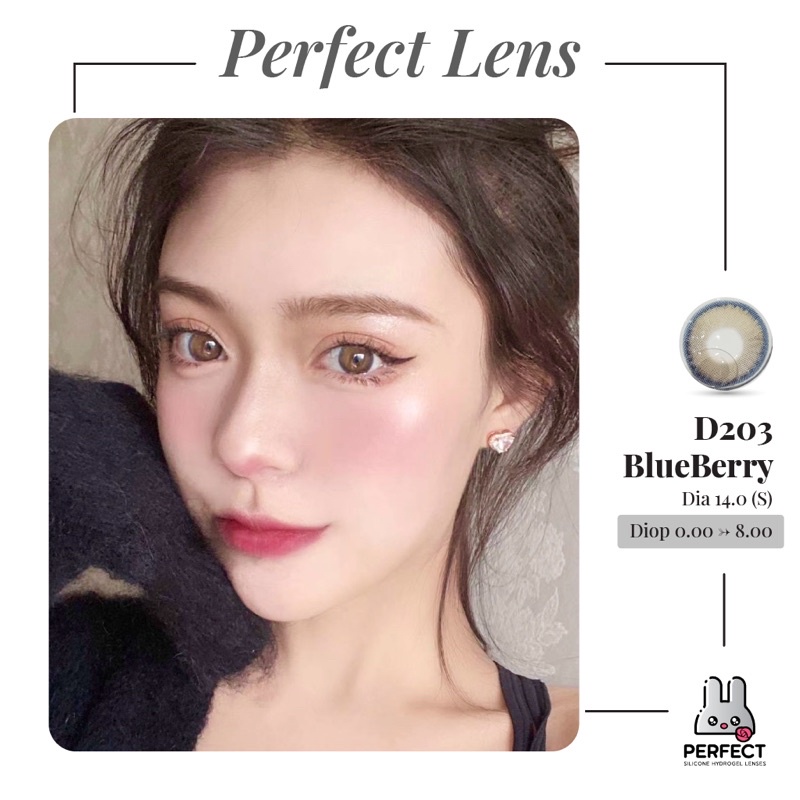 Lens Mắt , Kính Áp Tròng D203 BLUEBERRY Có Độ Cận và Không Độ , DIA 14.0 , Cho Mắt Nhạy Cảm Giá Sale