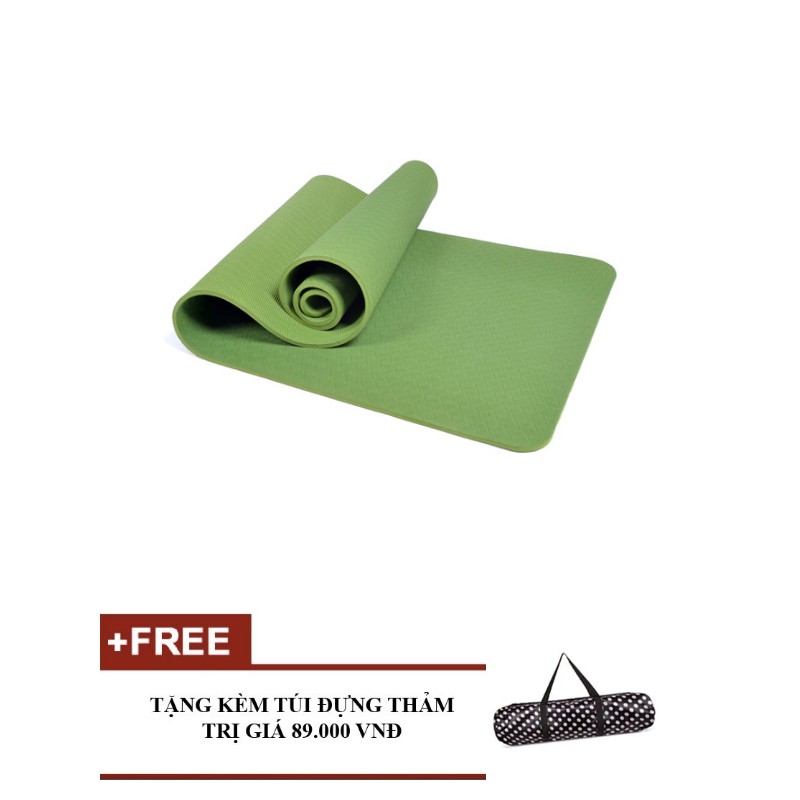 Thảm tập gym & yoga TPE Zeno 1 lớp 8mm + Tặng kèm túi (xanh lá)