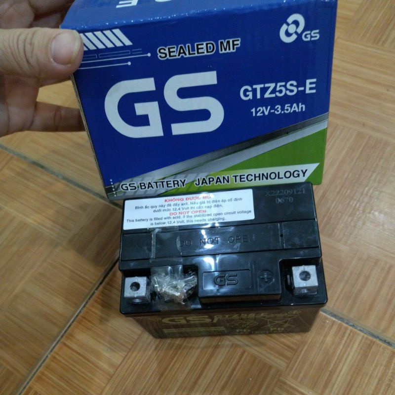 Bình Ắc Quy Khô GS GTZ5S ( 12V 3.5 Ah ) - KT (mm) : 112 x 70 x 85 ( Dài x Rộng x Cao