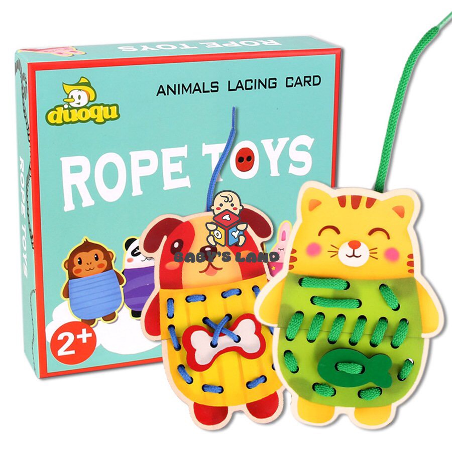 Đồ chơi giáo dục Montessori giáo dục sớm, bộ đồ chơi rèn luyện kĩ năng xâu dây, ghép hình động vật cho bé nhanh nhẹn