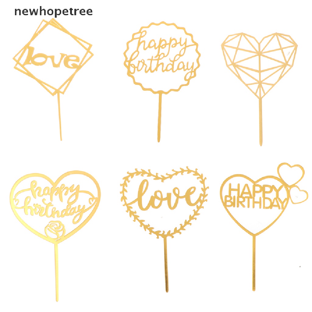 Set 10 Que Chữ Happy Birthday Trang Trí Bánh Kem Bằng Acrylic