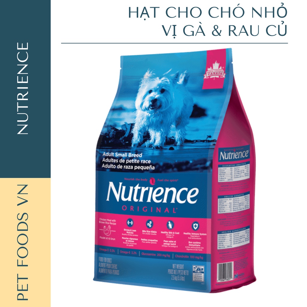 Hạt cho chó cỡ nhỏ NUTRIENCE Original Small Breed 2,5kg vị Gà &amp; Rau củ