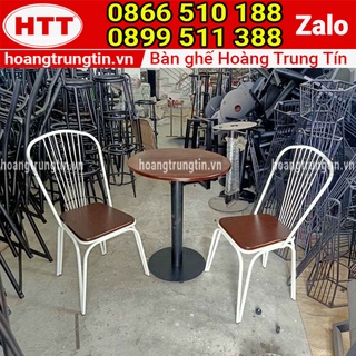 Bàn ghế ngoài trời đẹp - Bộ 1 bàn 2 ghế sản xuất tại xưởng Nội thất Hoàng Trung Tín - GSHTT051