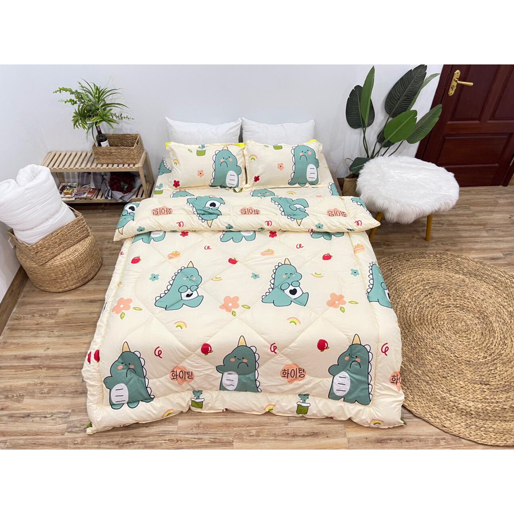 Bộ Chăn Ga Gối 5 Món Cotton Poly Chăn Chần Bông Mẫu Mới Cao Cấp 2021