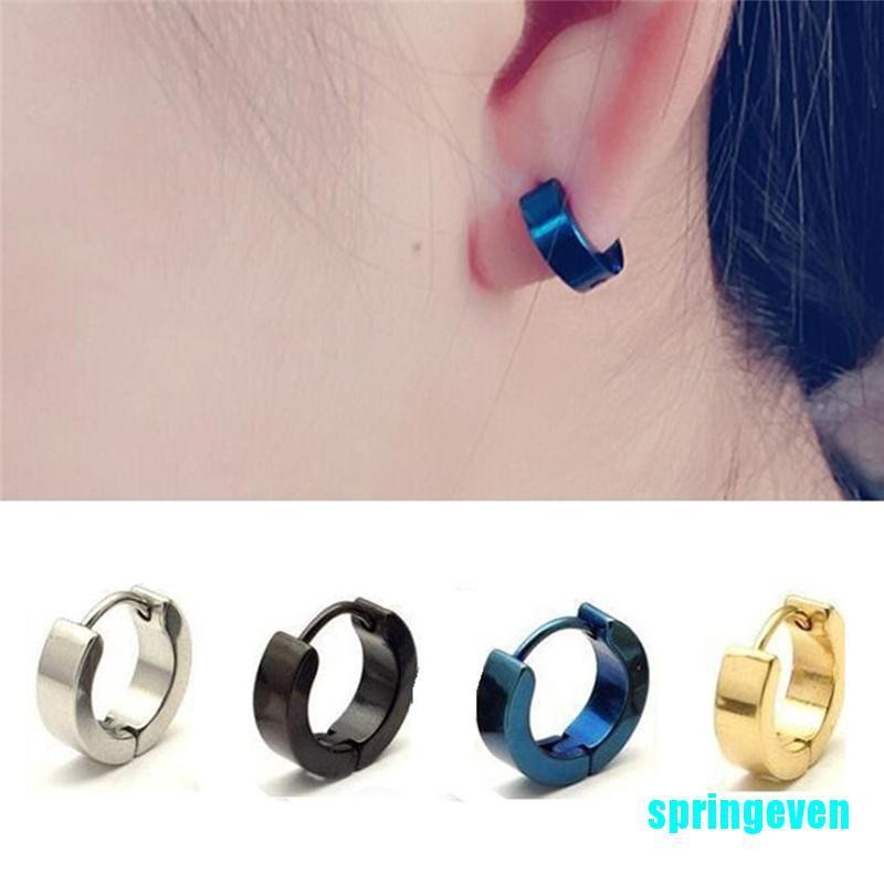 1 Đôi Khuyên Tai Tròn Bằng Thép Không Gỉ Thời Trang