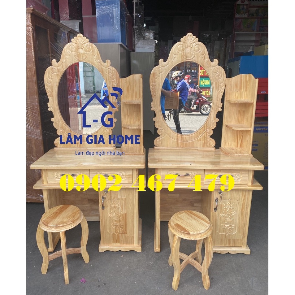 BÀN TRANG ĐIỂM GỖ THÔNG MẪU VƯƠNG NIỆM VÀNG