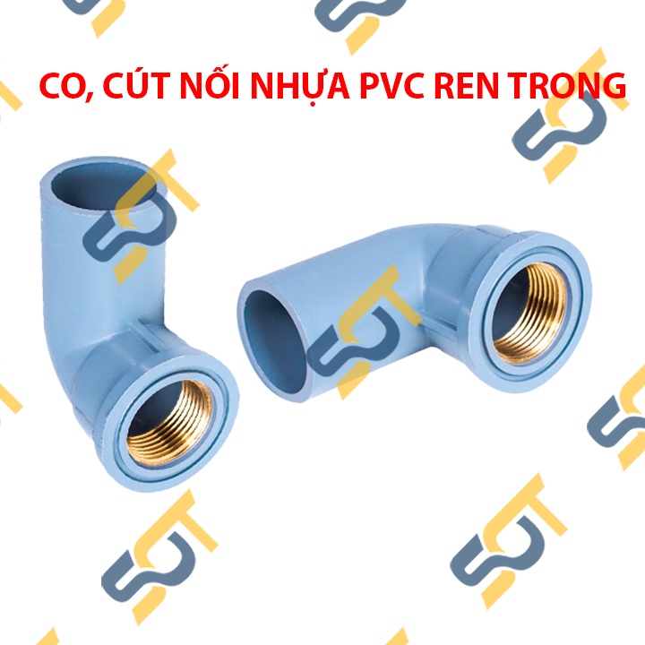 [CO NHỰA PVC] Ren trong (BSP hệ G) bằng đồng, kết nối cho ống nhựa PVC trơn dán (Cong &amp; Cút)- Chất liệu nhựa nguyên sinh