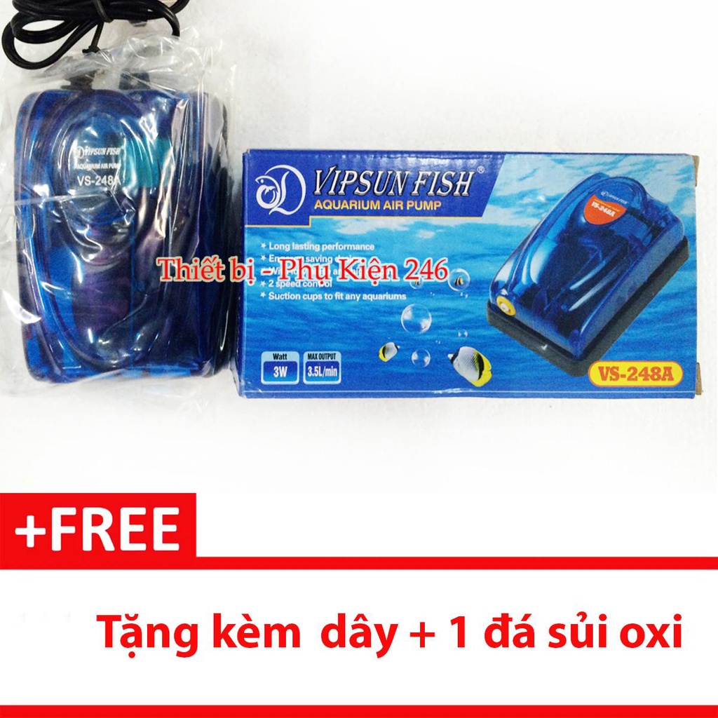 Máy bơm oxi hồ cá Vipsun fish VS-248A ( Tặng dây + viên đá sủi oxi)