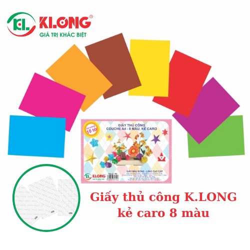 Giấy thủ công học sinh nhiều màu loại Decal dính/ Kẻ caro