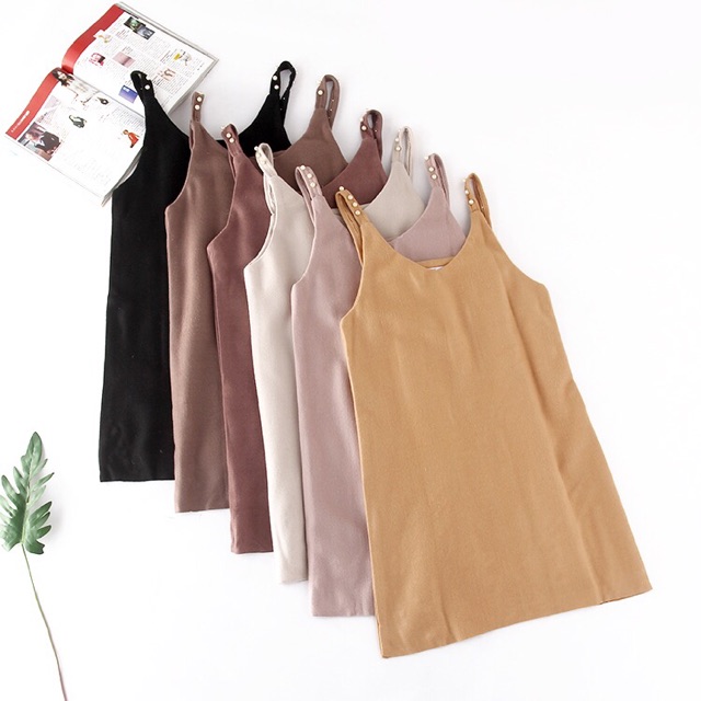 Đầm hai dây đính hạt châu chất nỉ nhung mịn dáng suông hàng TQ xuất dư