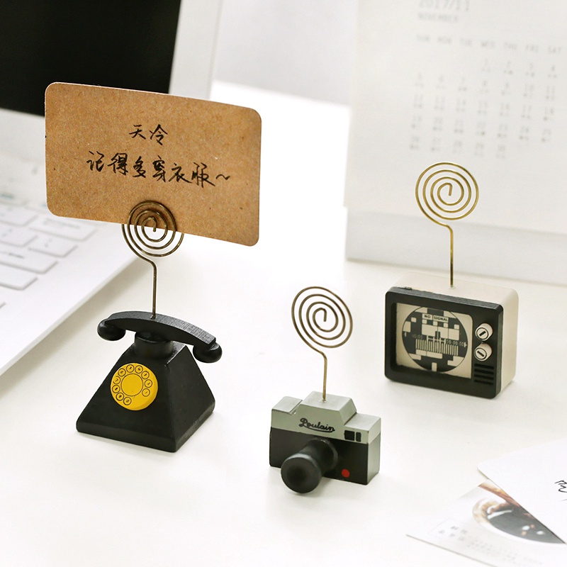 Retro Photo Holder Simulated Camera TV Message Notes Clip Postcards Clips