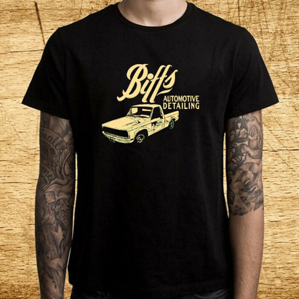 Áo thun họa tiết ngộ nghĩnh Biff 'S Auto Detailing Logo Áo thun nam màu đen