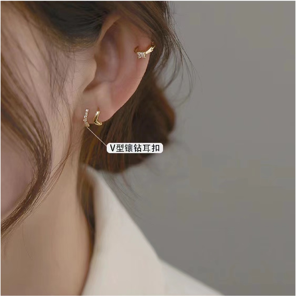 Bông Tai Đính Kim Cương Thời Trang Đơn Giản Dễ Phối Đồ Kiểu Mới