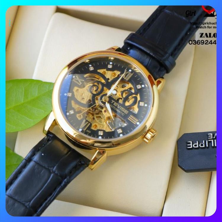 [ Freeship ] Đồng hồ nam automatic dây da bọc su cực bền hiệu tevise chính hãng (tặng kèm hộp) | BigBuy360 - bigbuy360.vn