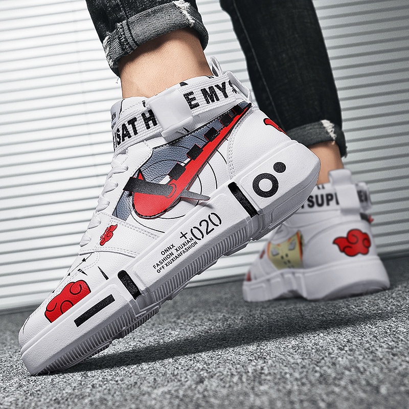 Giày thể thao cổ cao in họa tiết Akatsuki hoạt hình Naruto thời trang cho nam