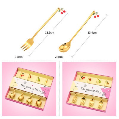 Set Muỗng Và Nĩa Bằng Thép Không Gỉ Thiết Kế Dễ Thương