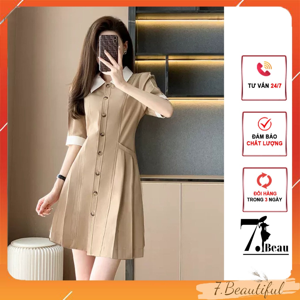 Váy sơ mi kaki nữ, đầm kaki dáng ngắn vải mềm thiết kế thanh lịch tiểu thư công sở 7.Beautiful V133