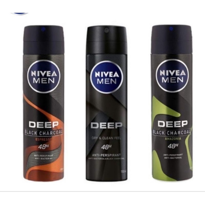 Xịt ngăn mùi NIVEA MEN Deep than đen hoạt tính (150ml) - 80027