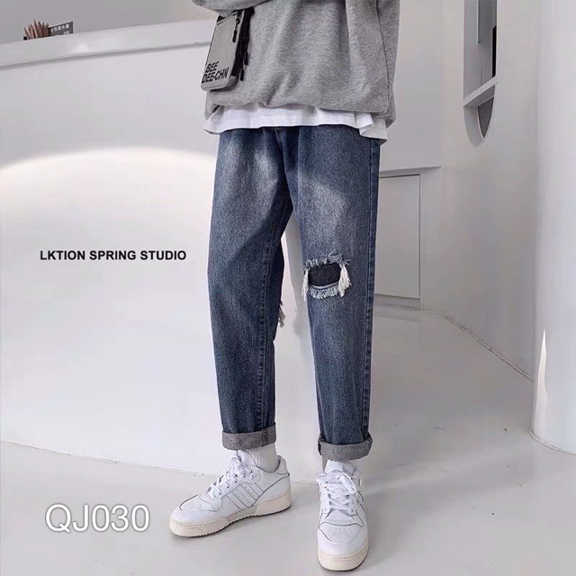QJ030 - QUẦN JEAN BAGGY NAM WASH XANH ĐẬM | BigBuy360 - bigbuy360.vn