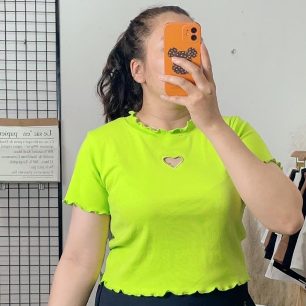 Áo Thun Size Big Size,Áo Thun Nữ Cổ Tròn thêu trái Tim a14