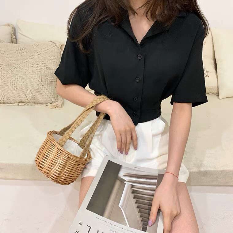 Áo sơ mi nữ cổ vest ngắn tay form rộng công sở nhiều màu mẫu mới trendy siêu hot 2022 VAVASA SM20