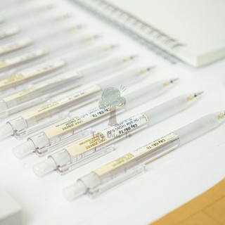 Bút chì bấm trắng trong suốt ngòi 0.5mm muji nhật bản