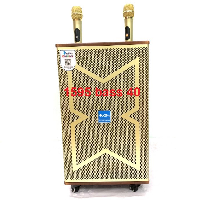 Loa Kéo Bluetooth chính hãng AZPRO AZ- 1595-A Bass 40,thùng gỗ cao cấp 10 núm chỉnh có REVERB, tặng 2 mic chống hú