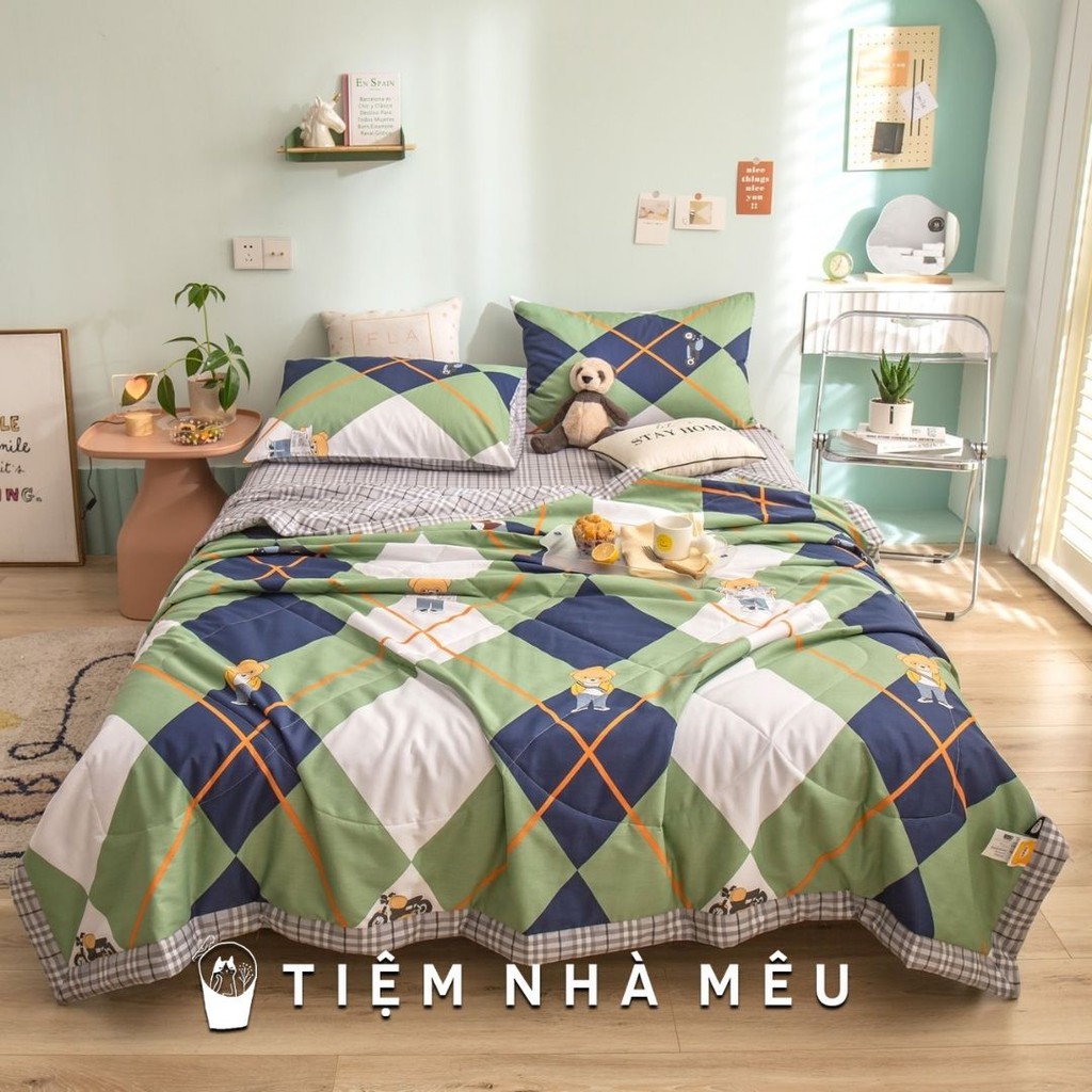 (Tặng kèm túi đựng ) Bộ Chăn Chần Ga Gối Cotton Living✨ m6/m8/2m✨Sét 4 Món Cotton 100% Hàn Hàng Loại 1 Chất Đẹp