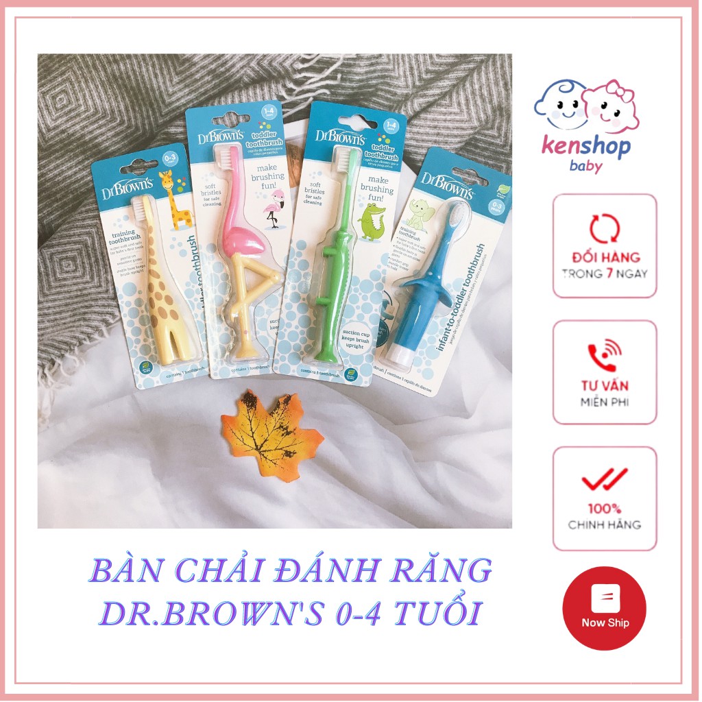 Bàn chải đánh răng trẻ em Dr Brown's hình con vật 0-3Y