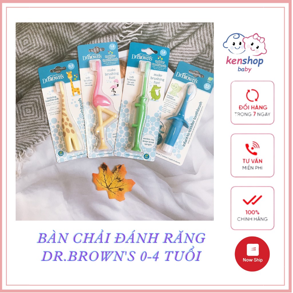 [HÀNG CHÍNH HÃNG] Bàn chải đánh răng trẻ em Dr Brown's hình con vật 0-3Y