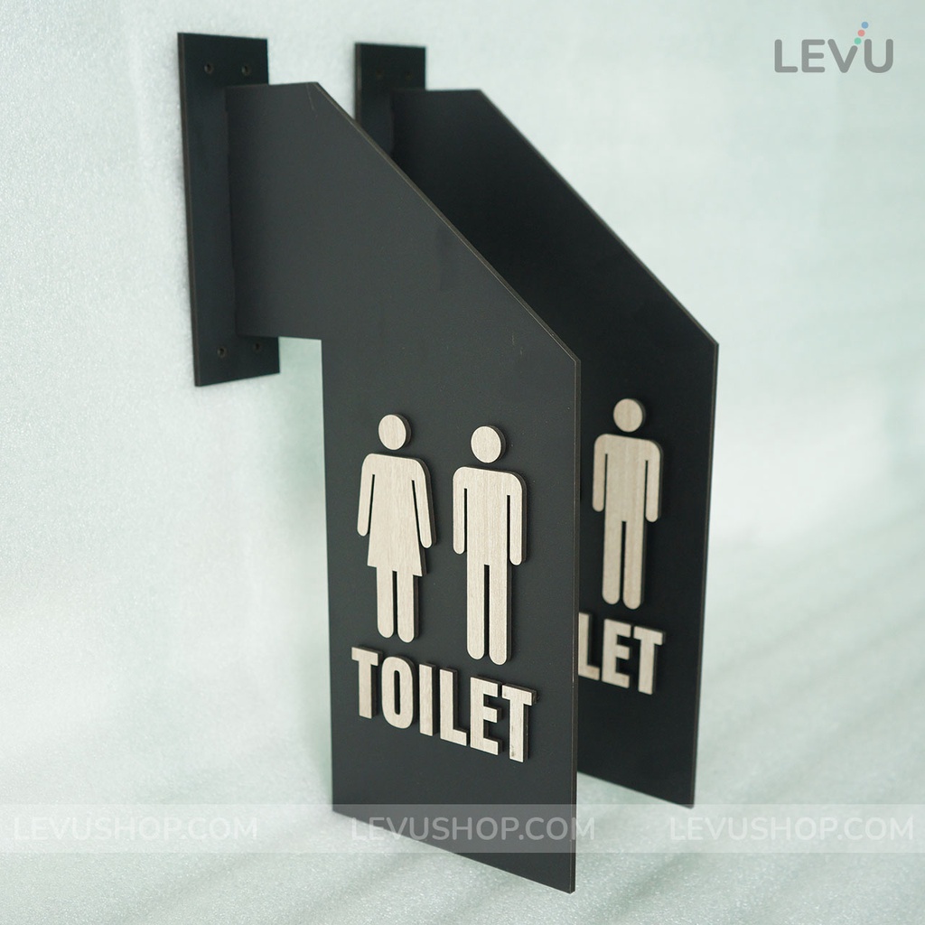 Bảng toilet 2 mặt bằng gỗ decor handmade LEVU-TL11 gắn tường trang trí nhà vệ sinh