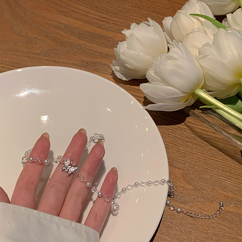 Vòng cổ Ahellogirl bằng hợp kim mặt hình bướm đính đá giả thời trang xinh xắn cho nữ